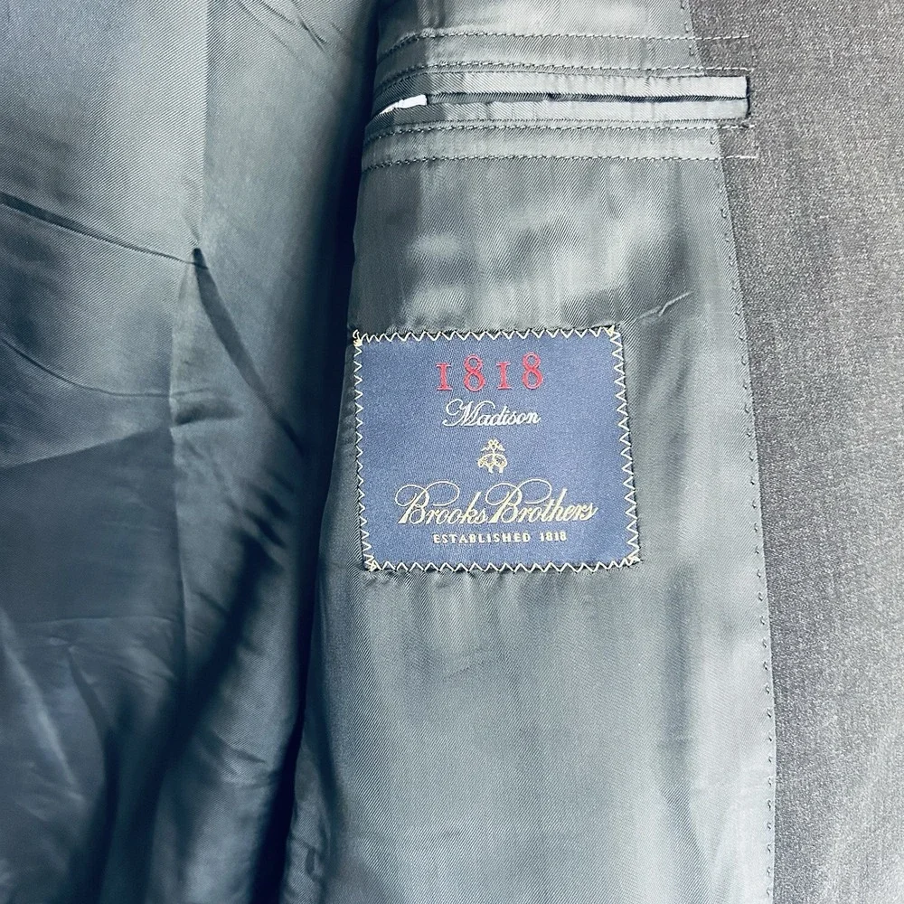 Brooks Brothers 1818 Madison Charcoal Blazer 42L Italy Trabaldo Togna Wool